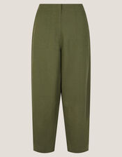 Joanie Linen Blend Barrel Pants, Green (KHAKI), large