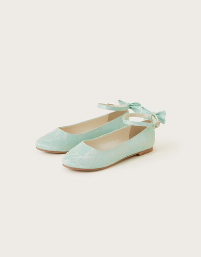 Pia Lacey Bow Ballerina Flats, Green (MINT), large