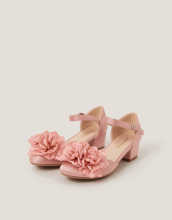 Corsage Satin Two-Part Heels, Pink (PINK), large