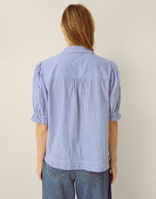 Laney Smocked Stripe Blouse, Blue (BLUE), large