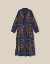 East Joseline Long Sleeve Embroidered Maxi Dress, Blue (NAVY), large