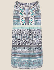 Heritage Floral Print Longline Top in LENZING™ ECOVERO™ , Blue (BLUE), large