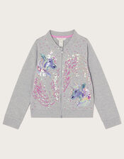 Unicorn Bomber Jacket in Sustainable Cotton, Grey (GREY), large