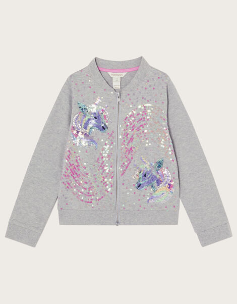 Unicorn Bomber Jacket in Sustainable Cotton, Grey (GREY), large