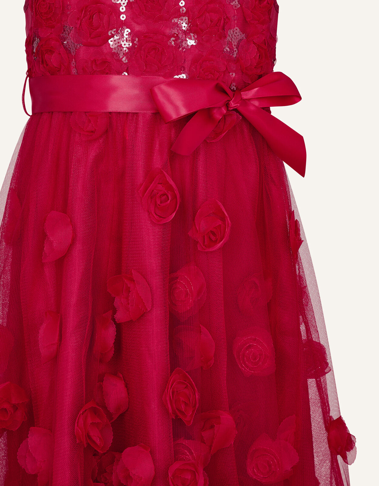 Sequin 3D Flower Dress Red