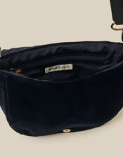 Dori Embroidered Velvet Saddle Crossbody Bag, , large