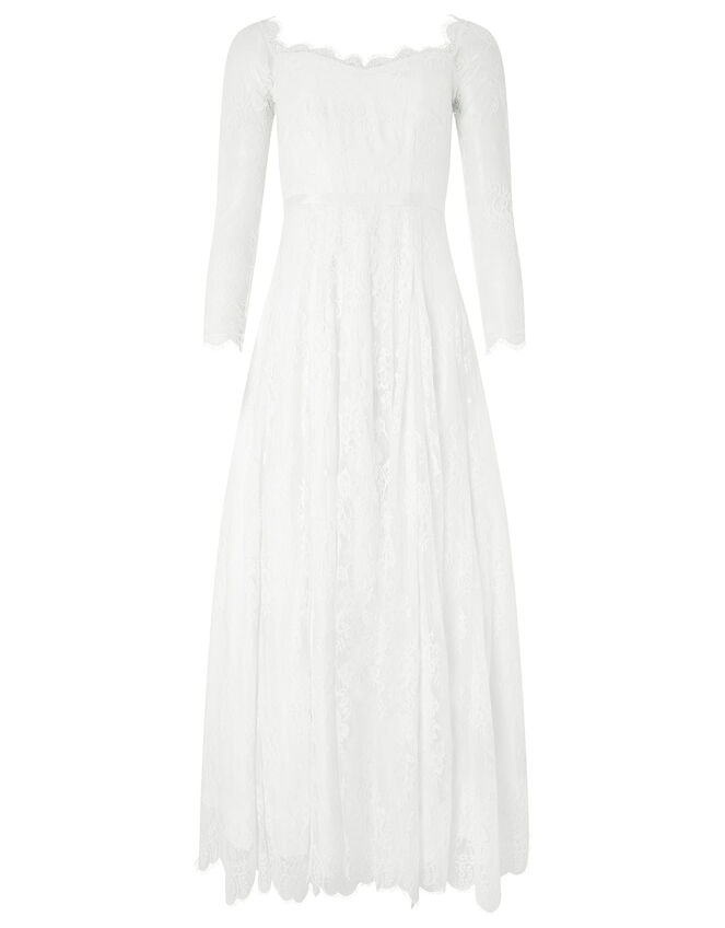 Cecily Bridal Bardot Lace Maxi Dress, Ivory (IVORY), large