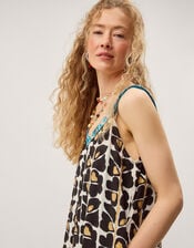 Leila Woodblock Print Culotte Jumpsuit, Black (BLACK), large