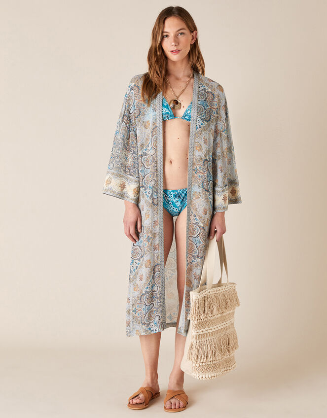 Paisley Print Kaftan, Blue (BLUE), large