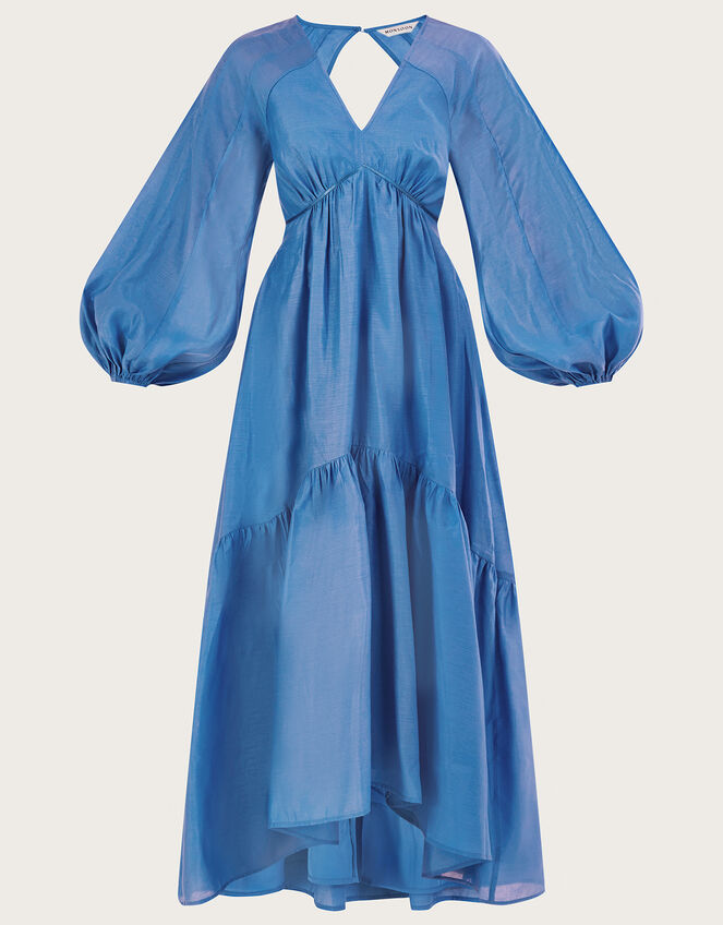 Palmer Maxi Dress in Recycled Polyester, Blue (BLUE), large