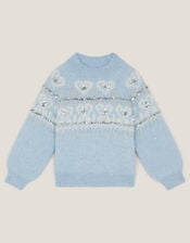 Sparkle Heart Sweater, Blue (BLUE), large