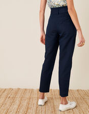 Pam Paperbag Trousers in Pure Linen, Blue (NAVY), large