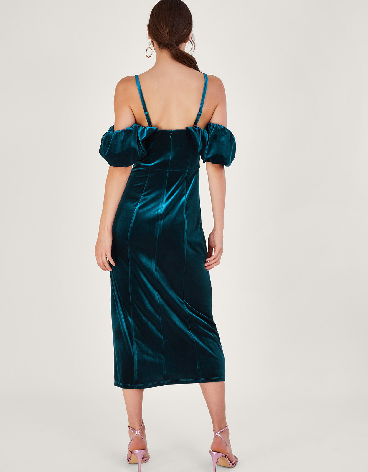 Velvet bardot dress outlet
