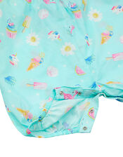 Baby Layla Ice Cream Romper in Organic Cotton, Blue (AQUA), large