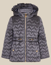 Heart Quilted Shower Resistant Coat, Blue (BLUE), large