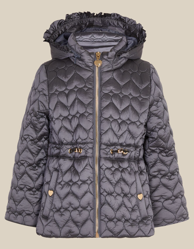 Heart Quilted Shower Resistant Coat, Blue (BLUE), large