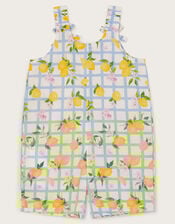 Baby Lemon Tile Print Romper, Blue (BLUE), large