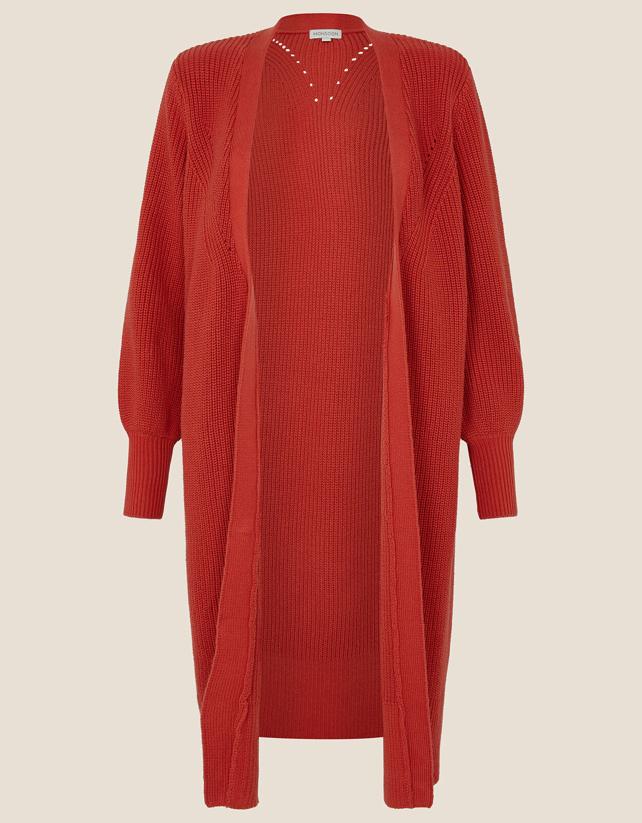 Ruby Cotton Rib Maxi Cardigan Orange 