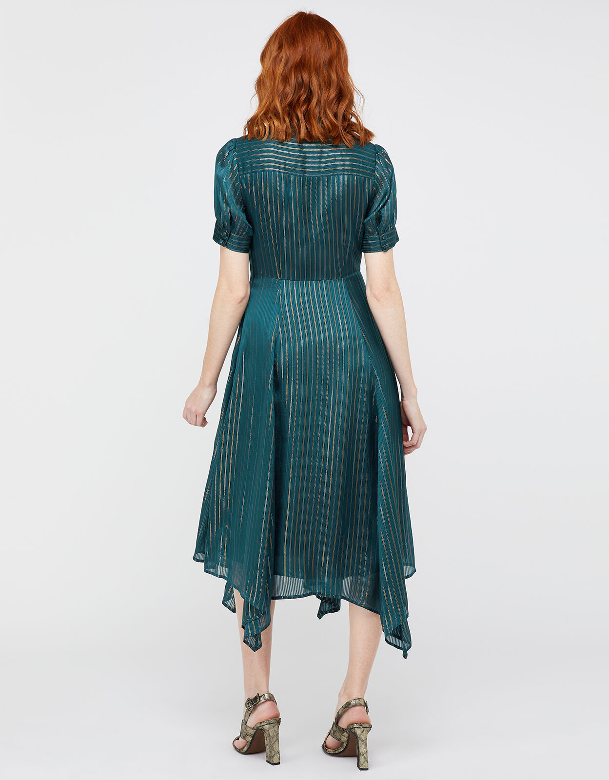 Elodie Metallic Stripe Dress Teal Evening Dresses Monsoon ROI