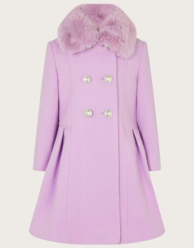 Double Breasted Skirted Smart Coat, Purple (LILAC), large