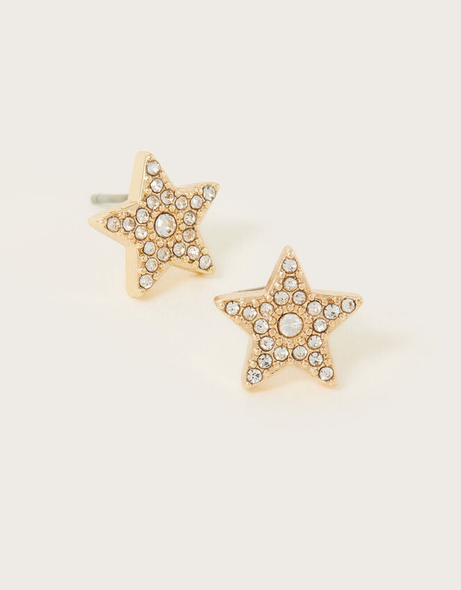 Star Stud Earrings, Gold (GOLD), large