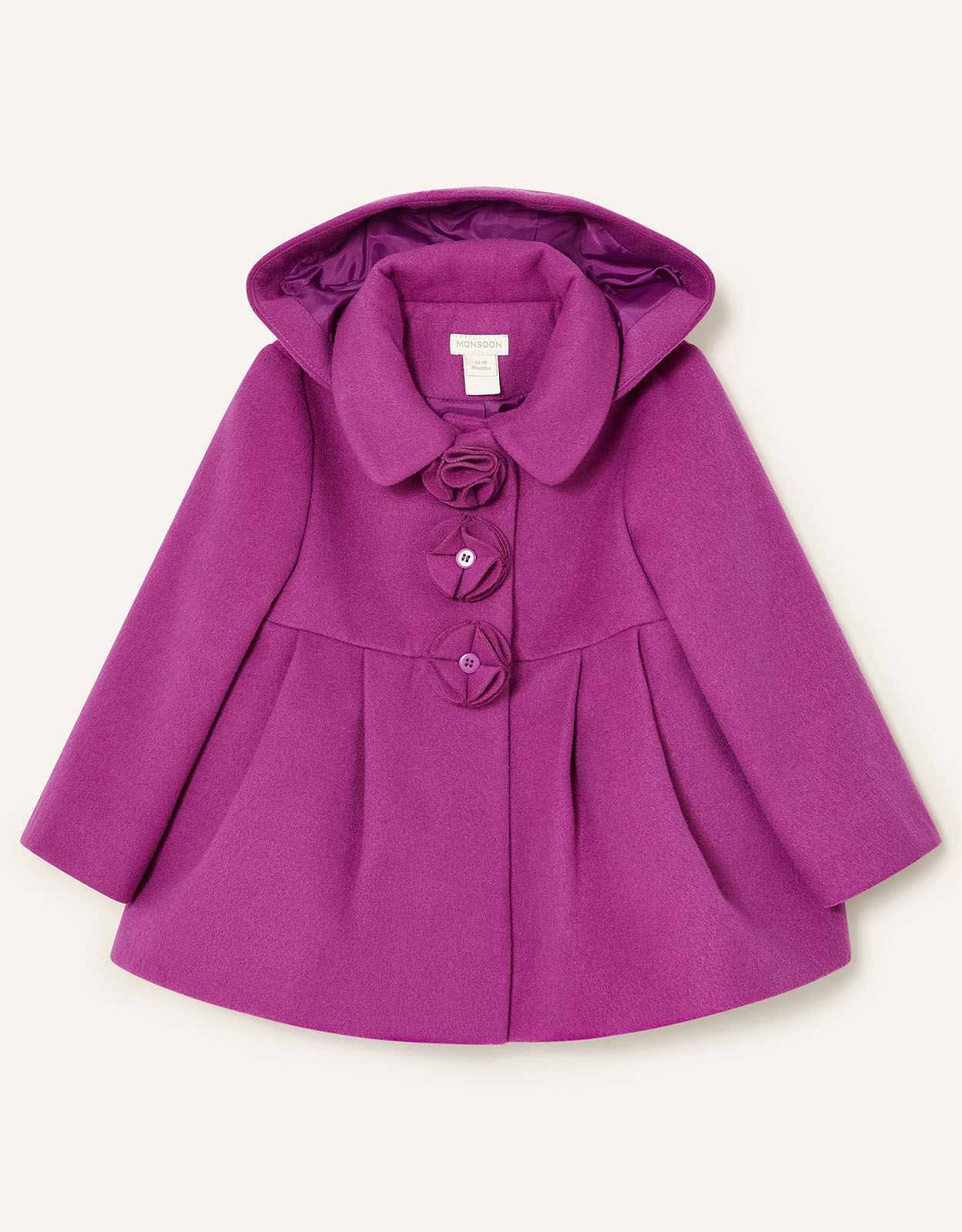 Baby Corsage Hooded Swing Coat Pink Baby Girl Coats Jackets Monsoon Global