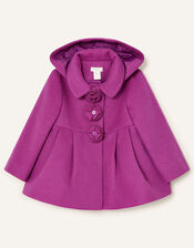 Baby Corsage Hooded Swing Coat, Pink (PINK), large