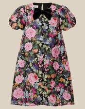 Monsoon x Queens of Archive Edie Velvet Bow Floral Print Party Dress​, Black (BLACK), large