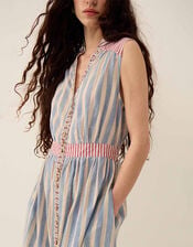 East Rylea Placement Print Cotton Midi Dress, Blue (BLUE), large