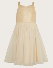 Baby 2-in-1 Detachable Ruffle Skirt Dress, Gold (GOLD), large