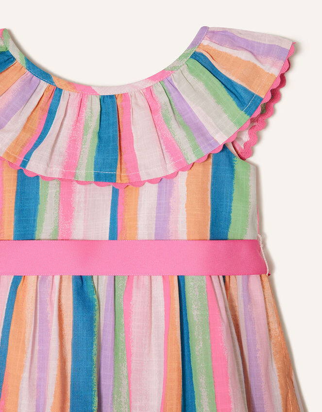Baby Painterly Stripe Frill Dress , Multi (MULTI), large