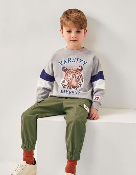 Tiger Varsity Sweatshirt, Grey (GREY), large