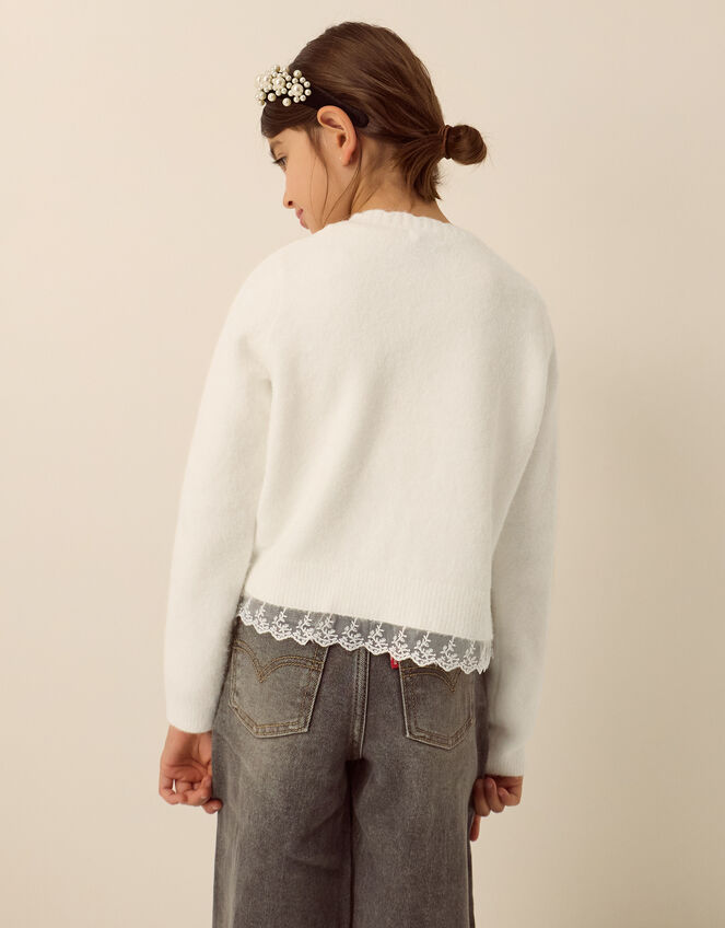 Embellished Bow Cardigan, Ivory (IVORY), large