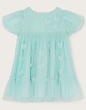 Baby 3D Heart Mesh Dress, Blue (BLUE), large