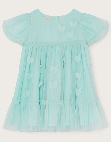 Baby 3D Heart Mesh Dress, Blue (BLUE), large