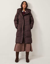 Molly Long Puffer Coat, Brown (CHOCOLATE), large