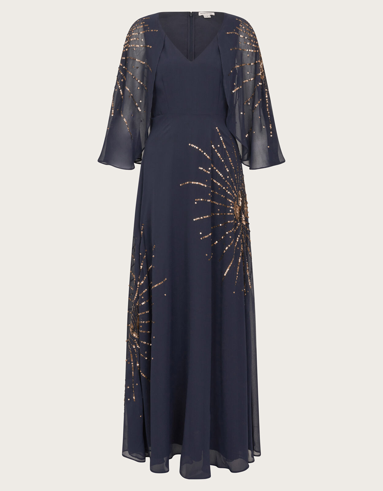 Ella Embellished Cape Dress Blue