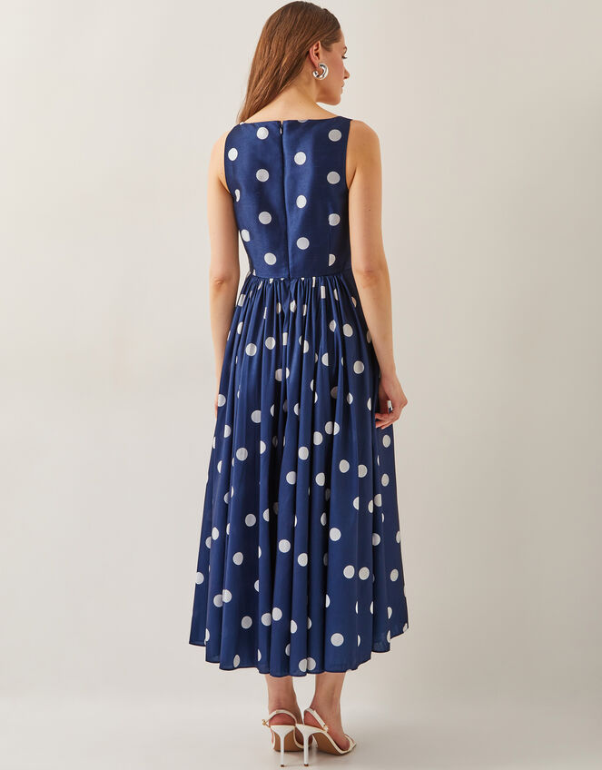 Sicily Polka Dot Fit & Flare Midi Dress, Blue (NAVY), large