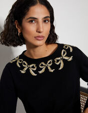 Bree Bow Neck Jumper, Black (BLACK), large