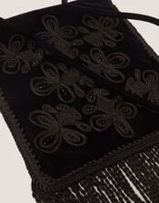 Dori Embroidered Fringe Crossbody Bag, , large