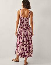 Annie Print Midi Dress, Red (BURGUNDY), large