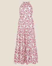 Halter Neck Embellished Maxi Dress, Red (RED), large