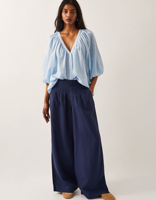 Margo Wide Leg Trousers, Blue (BLUE), large