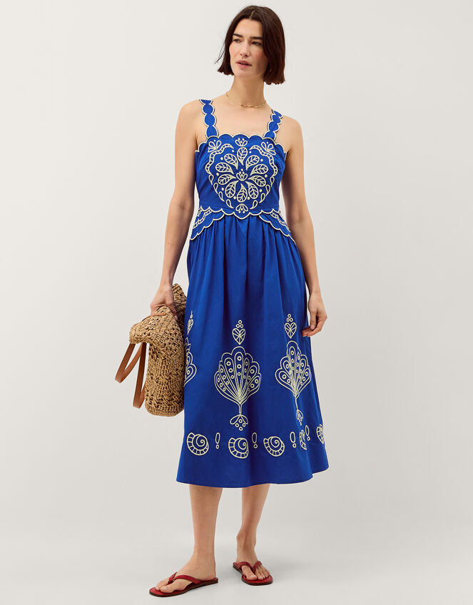 Keira Embroidered Midi Dress, Blue (COBALT), large