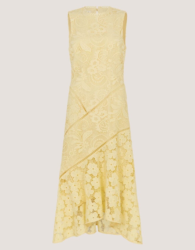 Gianna Sleeveless Lace Midi Dress, Yellow (YELLOW), large
