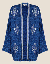 ARTISAN STUDIO Floral Batik Short Kimono, Blue (NAVY), large