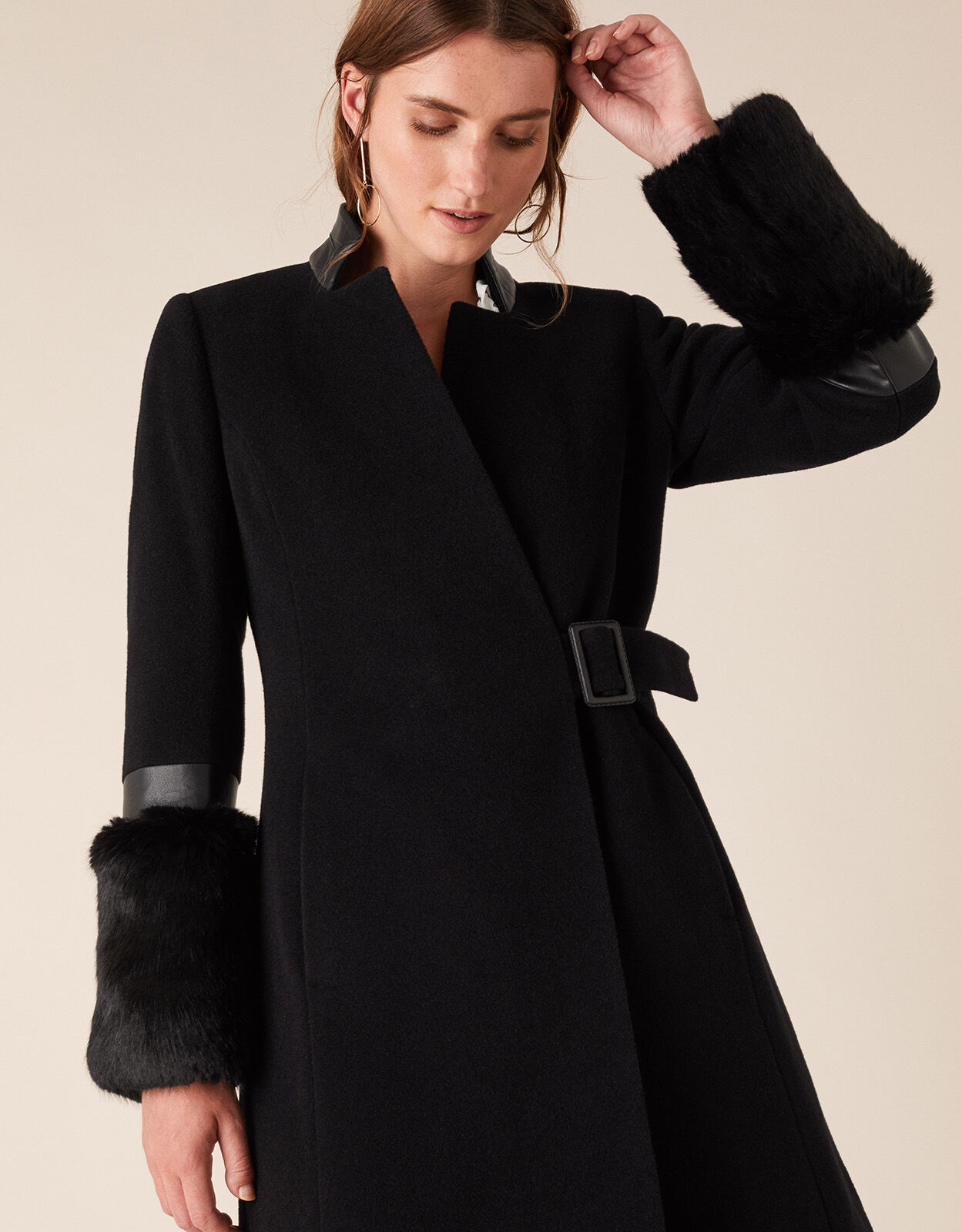 Fur best sale cuff coat