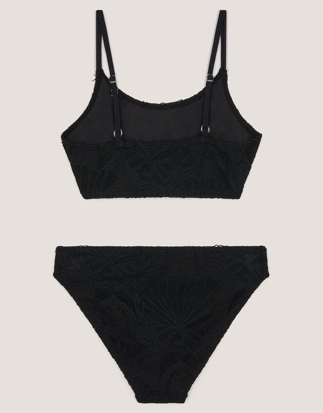 Starfish Textured Bikini Set, Black (BLACK), large