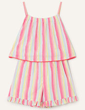 Rainbow Stripe Playsuit, Yellow (YELLOW), large