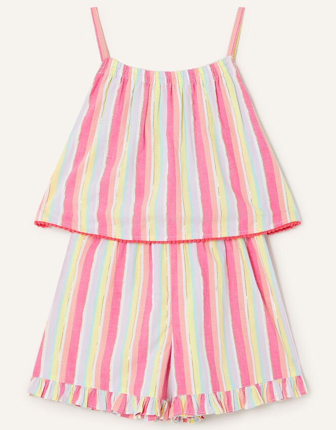 Rainbow Stripe Playsuit, Yellow (YELLOW), large